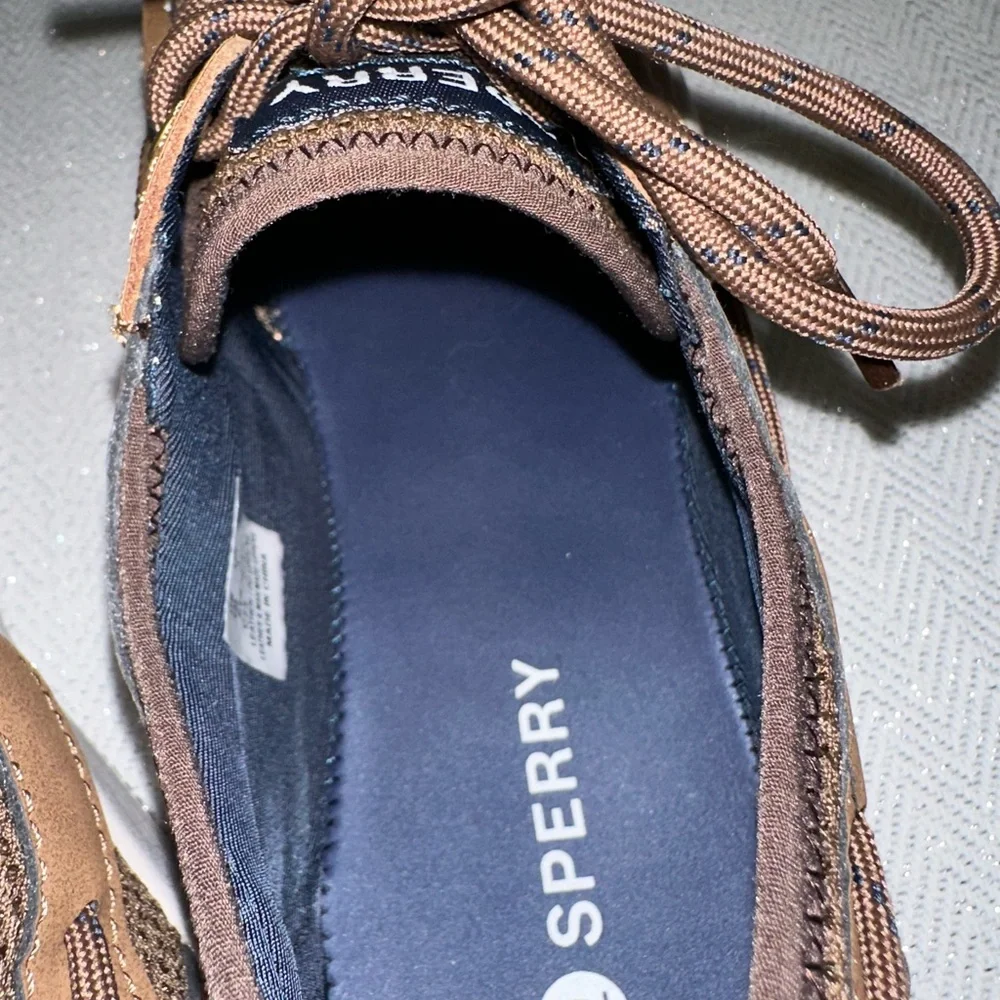 Sperry Brown Boat Shoes with White Sole